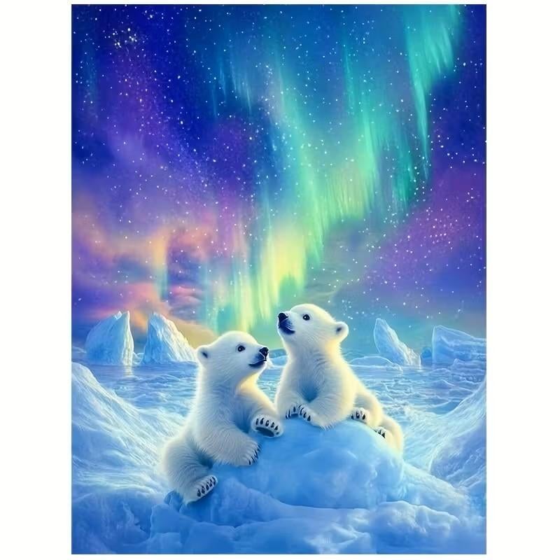 nr 18 Diamond Painting ijsberen 50x40cm (vierkant), Verzenden, Nieuw, Meerkleurig, Overige materialen