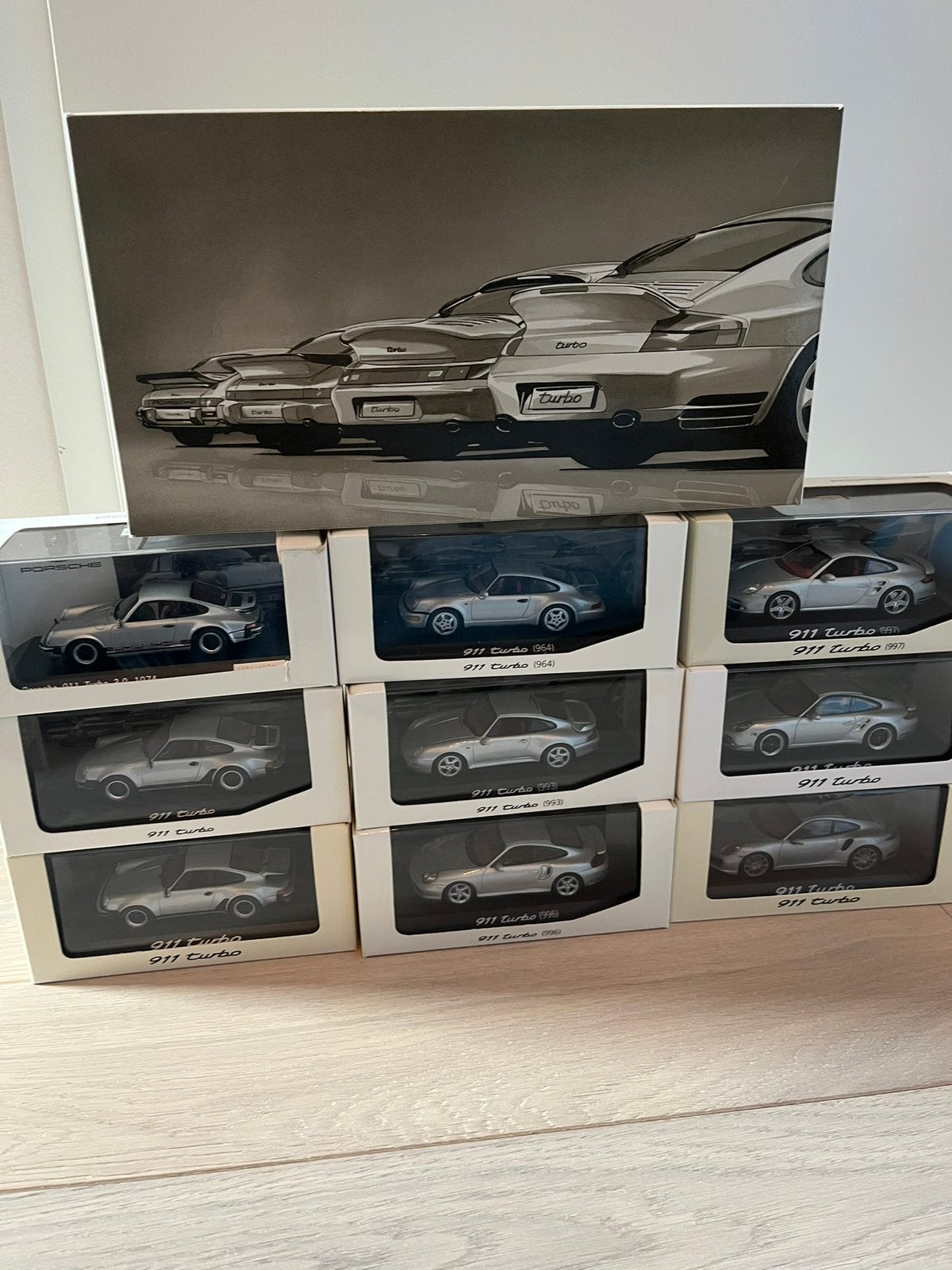 Porsche 911 Turbo set Minichamps 1:43, Envoi, Comme neuf, Voiture, MiniChamps