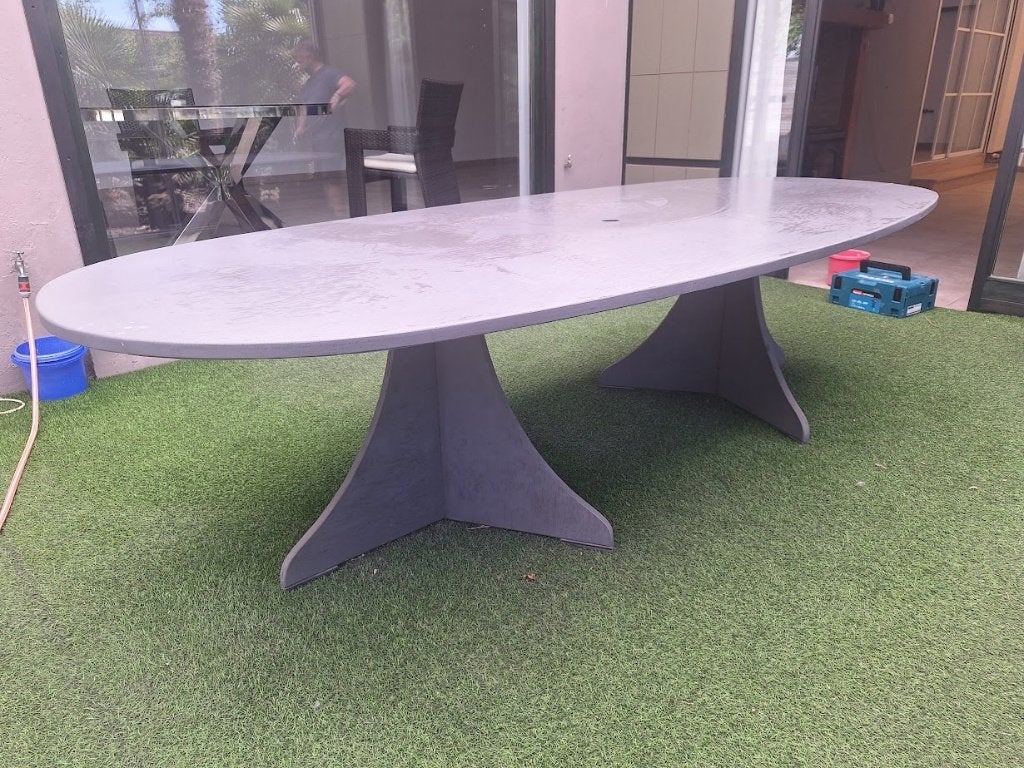 terras tafel, Ophalen, Gebruikt, Ovaal, Hout