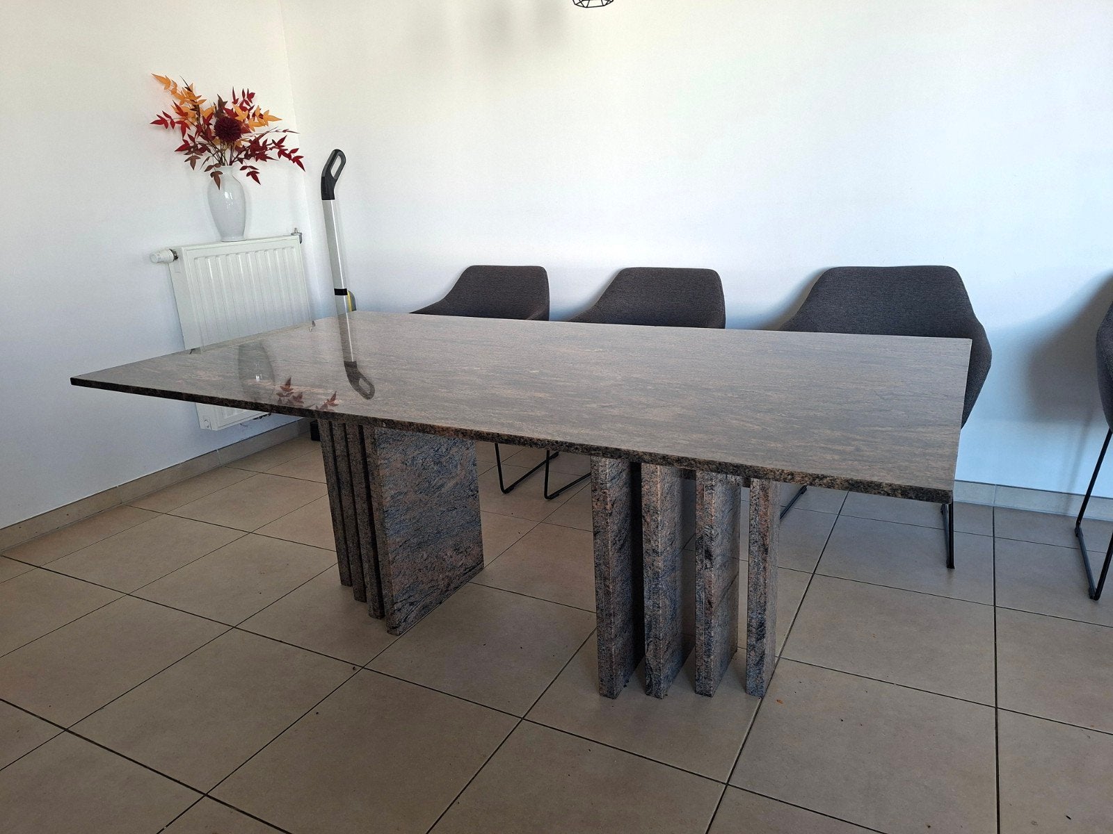 Table de salle à manger en granit massif – 200 x 100 cm, Maison & Meubles, 150 à 200 cm, Cinq personnes ou plus, Comme neuf, Enlèvement