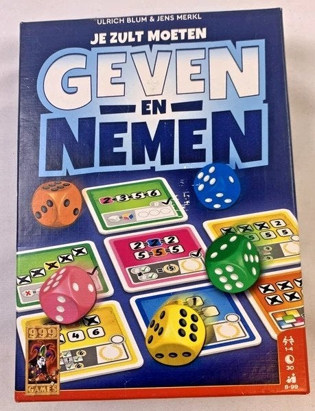 999 Games geven en nemen dobbelspel gezelschapsspel compleet, Hobby en Vrije tijd, Gezelschapsspellen | Bordspellen, Verzenden