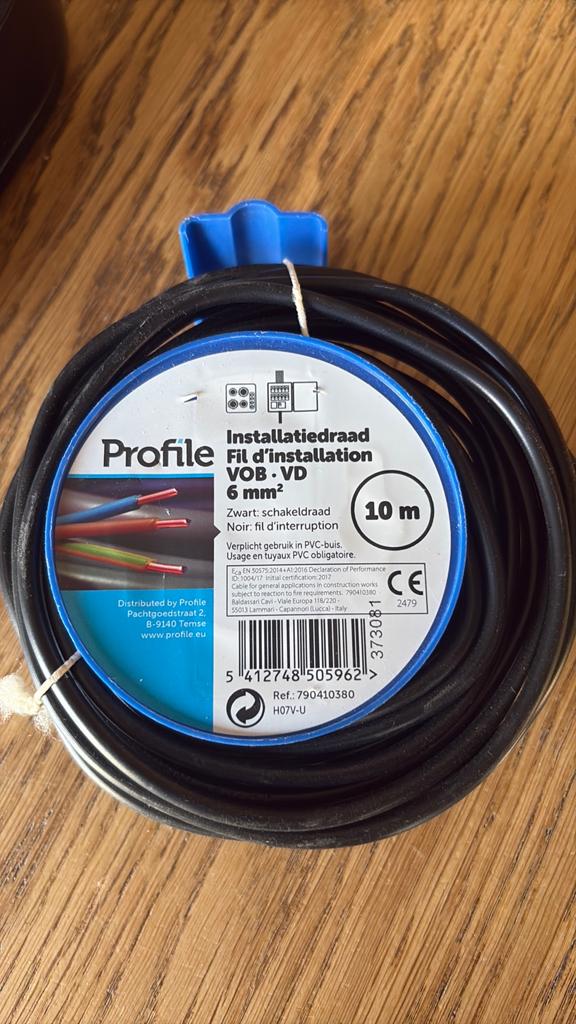 Kabel VOB 6mm2 10m, Doe-het-zelf en Bouw, Ophalen, Zo goed als nieuw