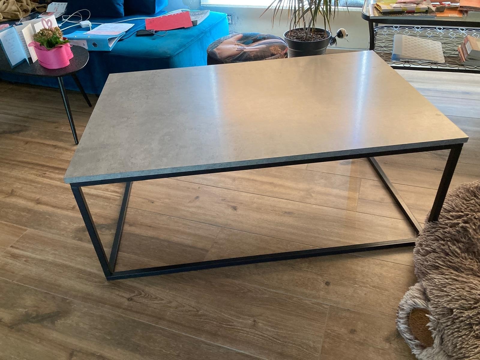Mooie salontafel van hout/metaal., Ophalen, Metaal