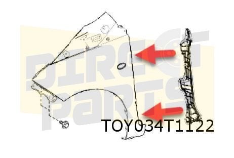 Toyota  Aygo (7/14-7/18) (B40) steun voorscherm Rechts (op A, -, Verzenden, -, Nieuw