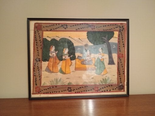 Indische schilderij, Ophalen of Verzenden, Klassiek, Handgeschilderd, Doek