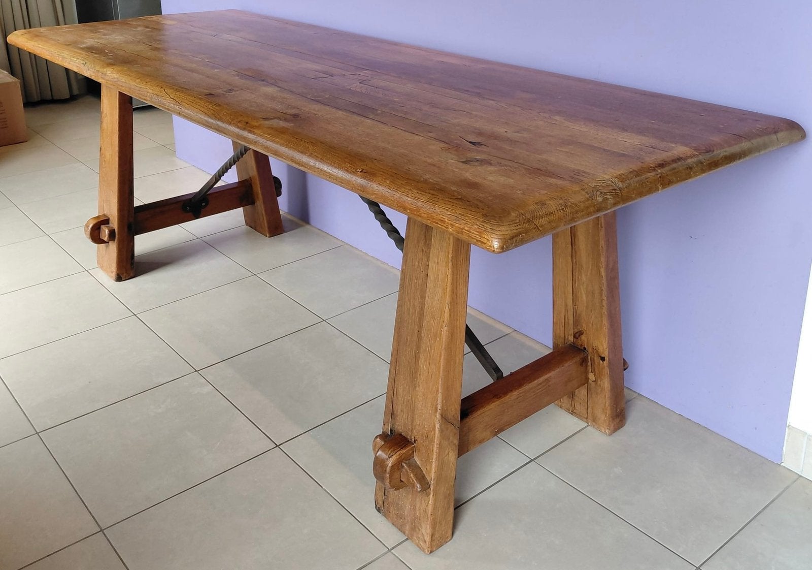 Belle table en chêne massif (table de monastère), Kloostertafel, Comme neuf, Enlèvement, 50 à 100 cm