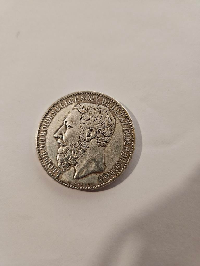 Reproductie 5 Francs Congo Leopold II, Postzegels en Munten, Munten | België, Ophalen of Verzenden, Losse munt