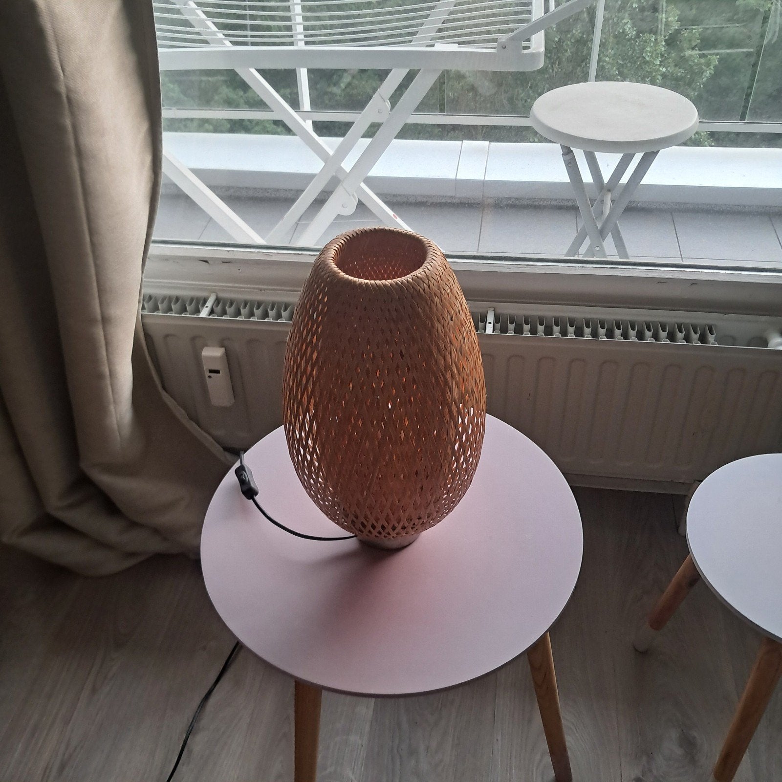 Lampe de chevet  style bohème en osier naturel