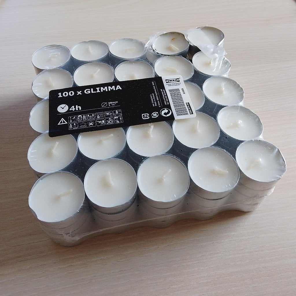 Te koop: geurloze theelichtjes, Huis en Inrichting, Ophalen, Wit, IKEA, Kaars