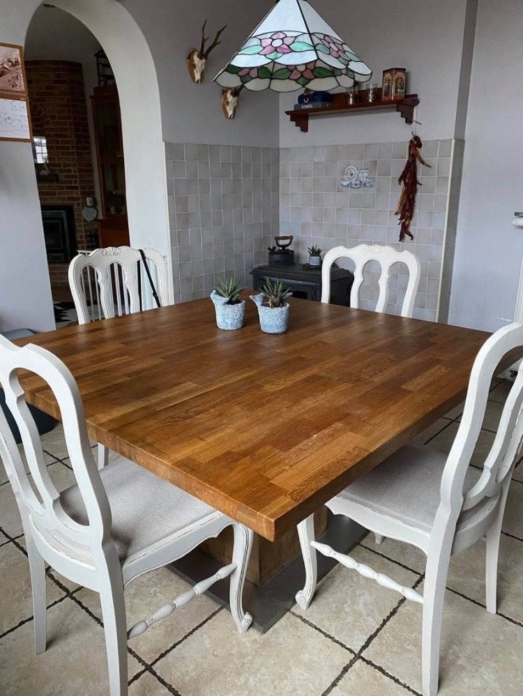 4 brocante houten stoelen, Maison & Meubles, Chaises, Enlèvement, Utilisé, Quatre, Brocante