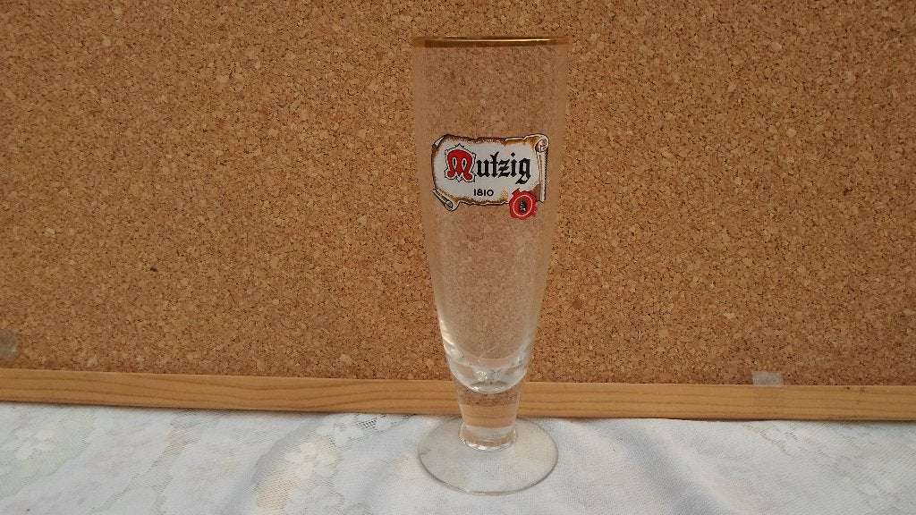 3 glazen Mutzig, Ophalen of Verzenden, Zo goed als nieuw, Glas of Glazen, Overige merken