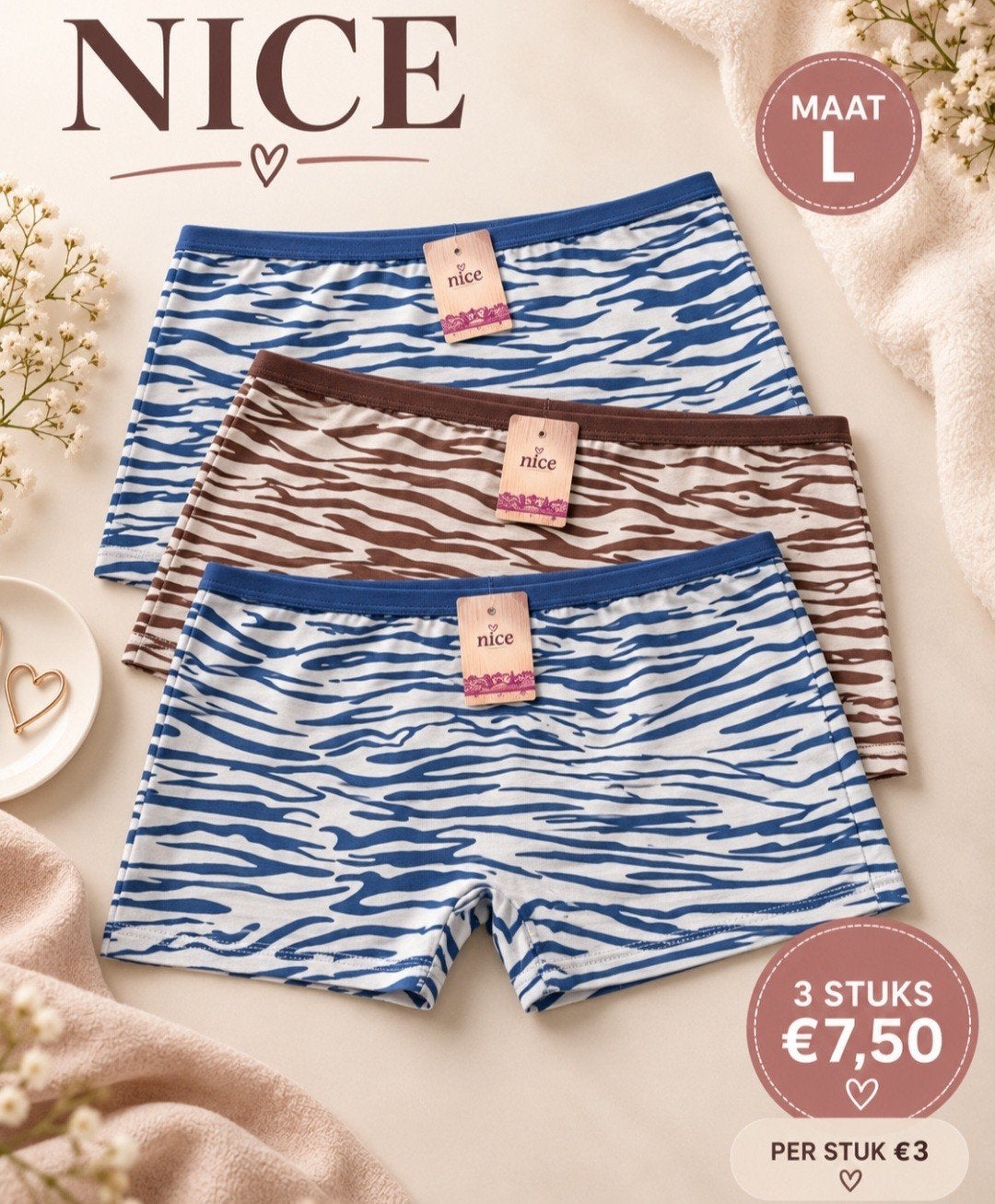 NICE 3x NIEUWE Damesslips Maat L, Nice, Ophalen of Verzenden, Wit, Slip
