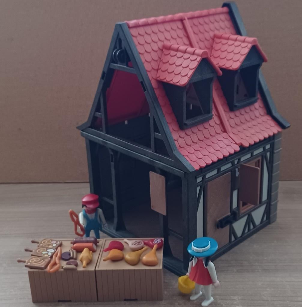 playmobil middeleeuws vakwerkhuis slager, Verzenden, Gebruikt, Los Playmobil