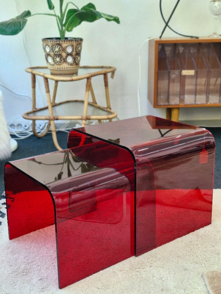 Vintage space age plexiglas nesttafels (set van 2), Ophalen, Huis en Inrichting
