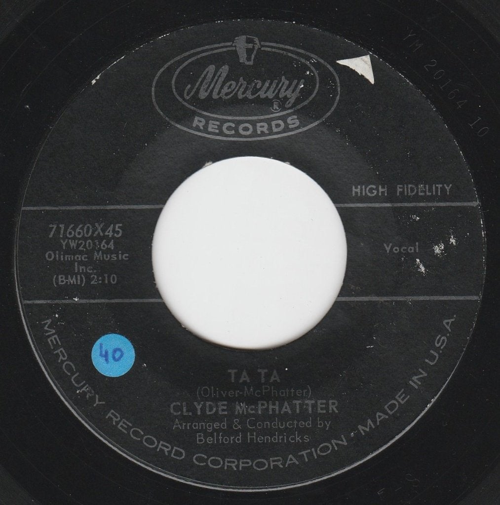 Clyde McPhatter / Ta Ta * Popcorn Vocal *, CD & DVD, Enlèvement ou Envoi, 7 inch, Utilisé, Housse de protection extérieure