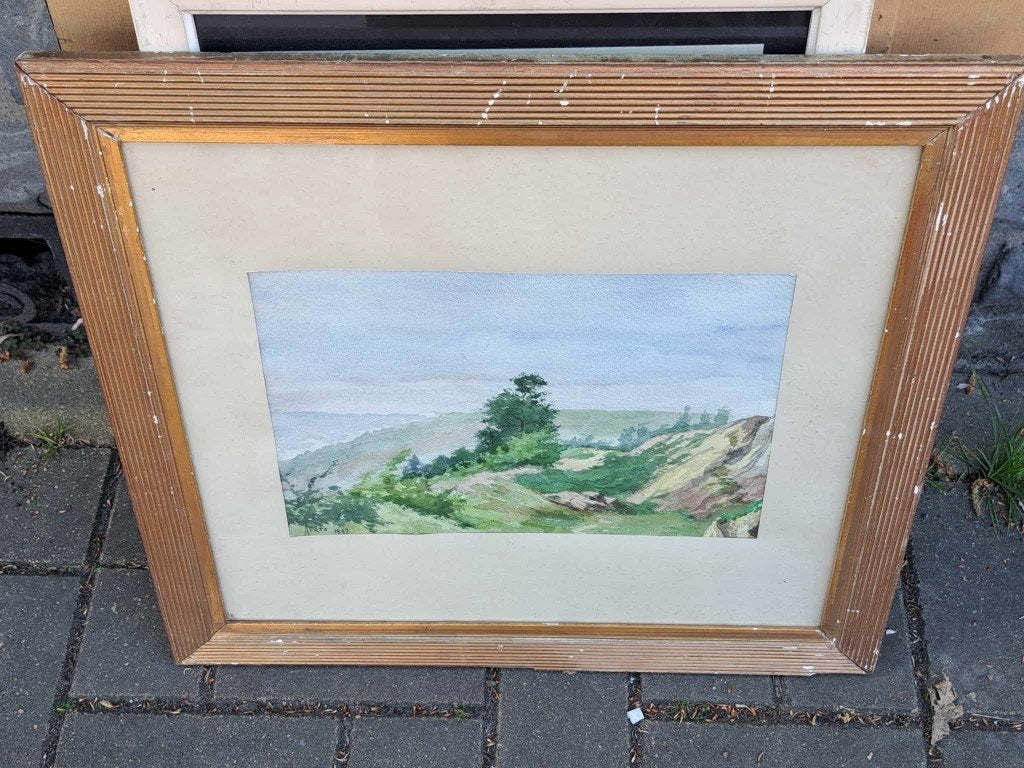 aquarelle paysage signe Pierre Marcel AERTS, Antiquités & Art, Enlèvement ou Envoi, Aquarelle, Paysage