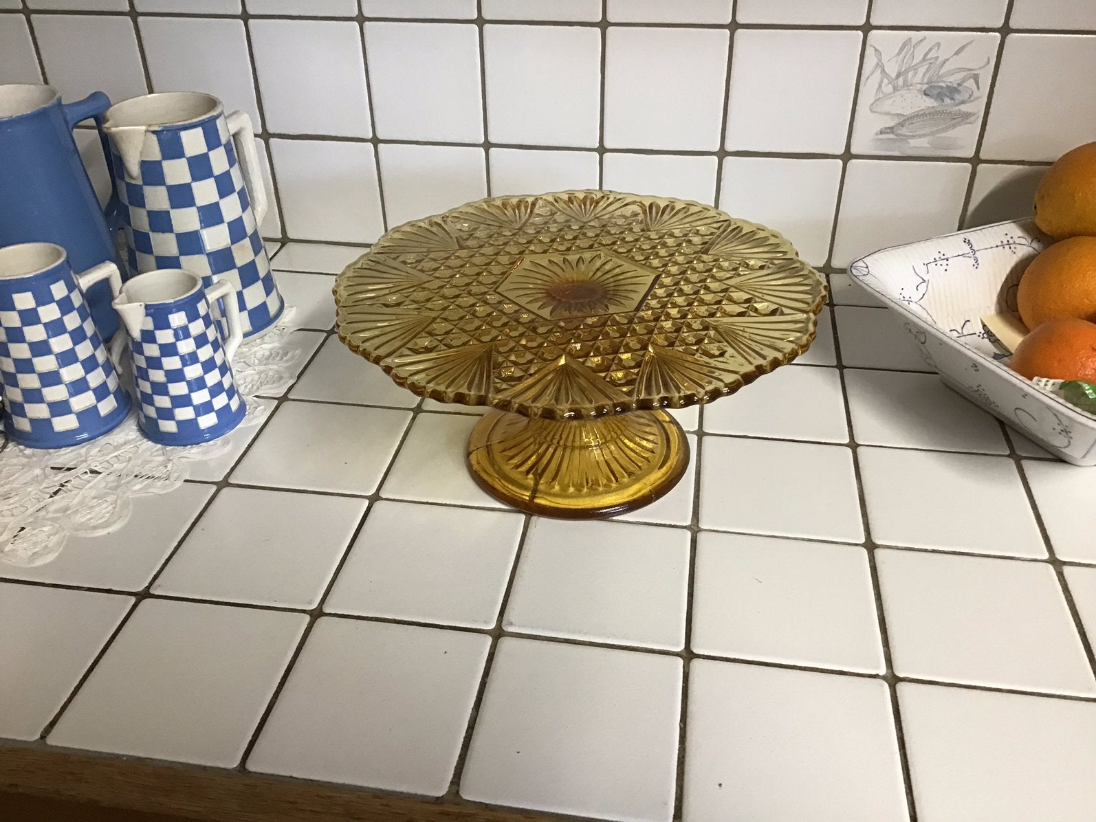 Prachtige vintage taartschaal taartschotel in Art Deco, Ophalen of Verzenden, Gebruikt