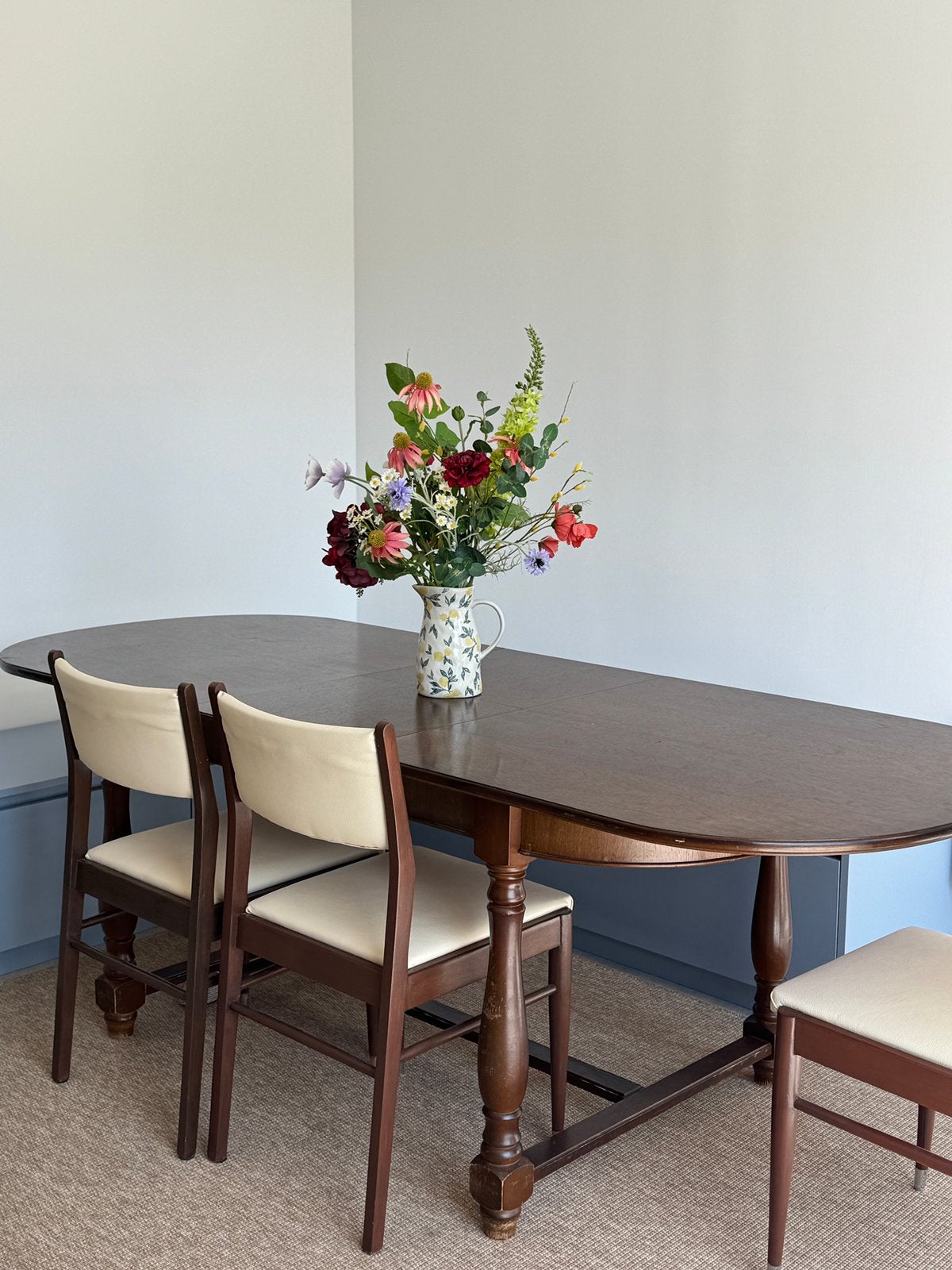 Vintage uitschuifbare eettafel - massief hout, Ophalen, Gebruikt, 200 cm of meer, 50 tot 100 cm