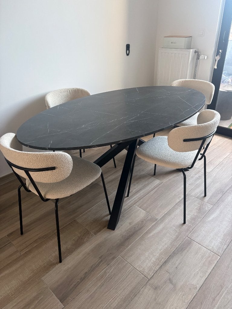 Tafel + stoelen, Ophalen, Gebruikt, 50 tot 100 cm, 150 tot 200 cm