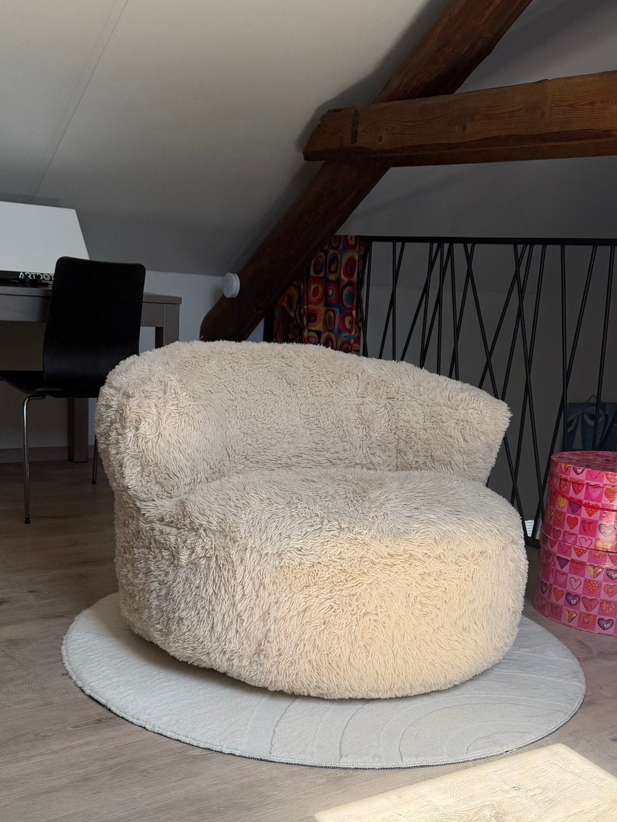 Pouf geant beuge, Enlèvement, Comme neuf, Beige, Pouf
