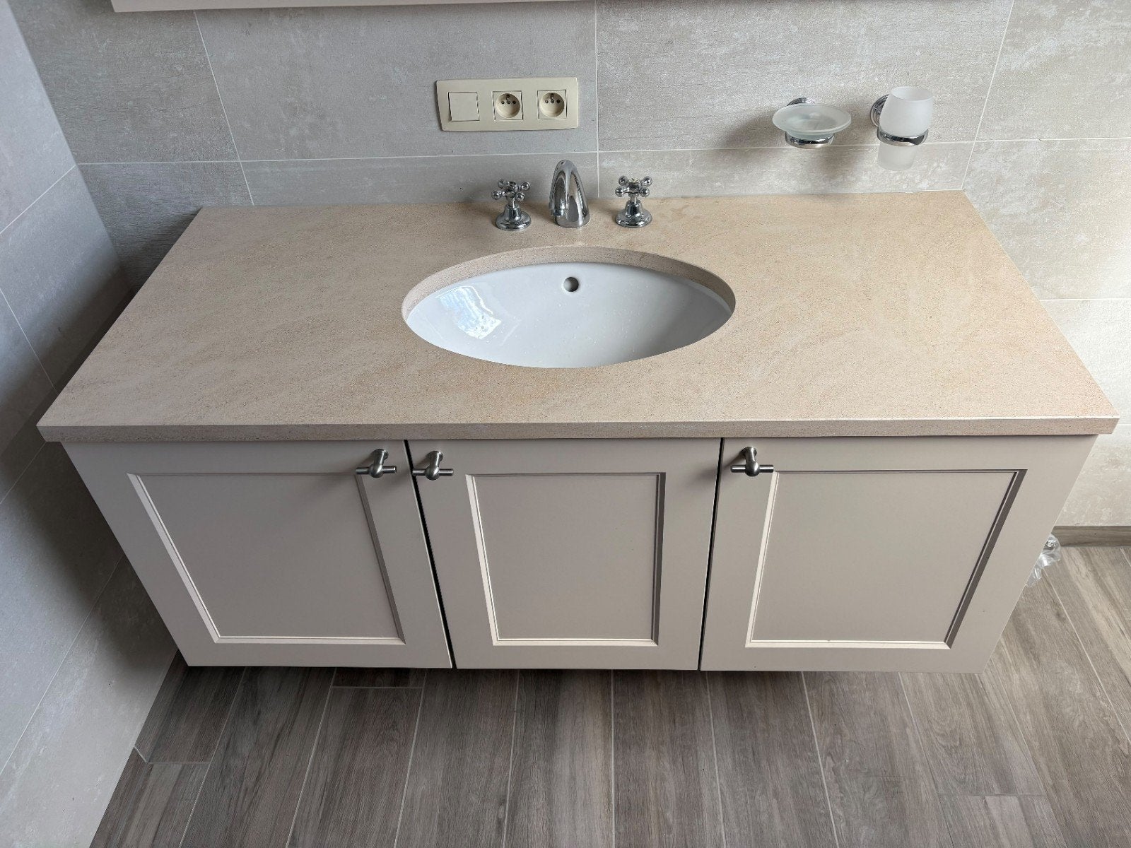 Badkamermeubel met wastafel, spiegel en verlichting, 25 à 50 cm, Moins de 100 cm, Meuble lavabo, Comme neuf
