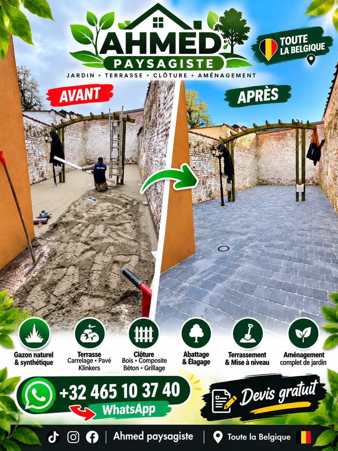 Aménagement de jardin – Gazon, clôtures et terrasses, Tuin en Terras, Ophalen of Verzenden, Hout