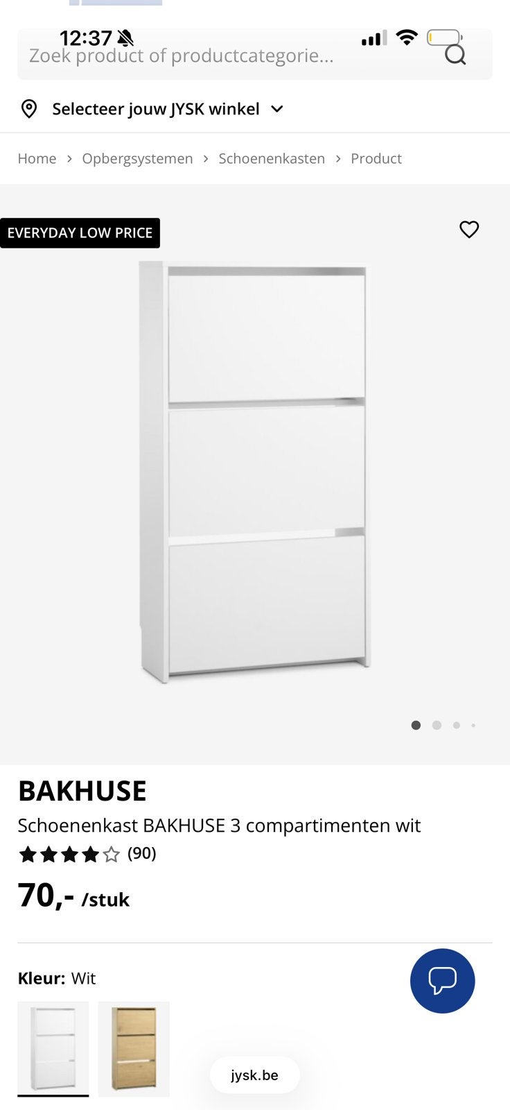 Meuble à chaussures blanc Jysk, Maison & Meubles, Enlèvement, Utilisé