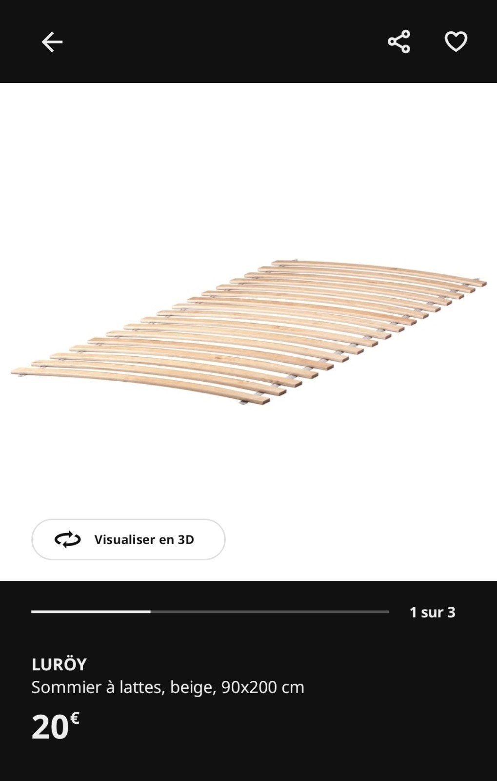 2x Ikea luroy, sommier 90x200, neufs., Enlèvement, Sommier