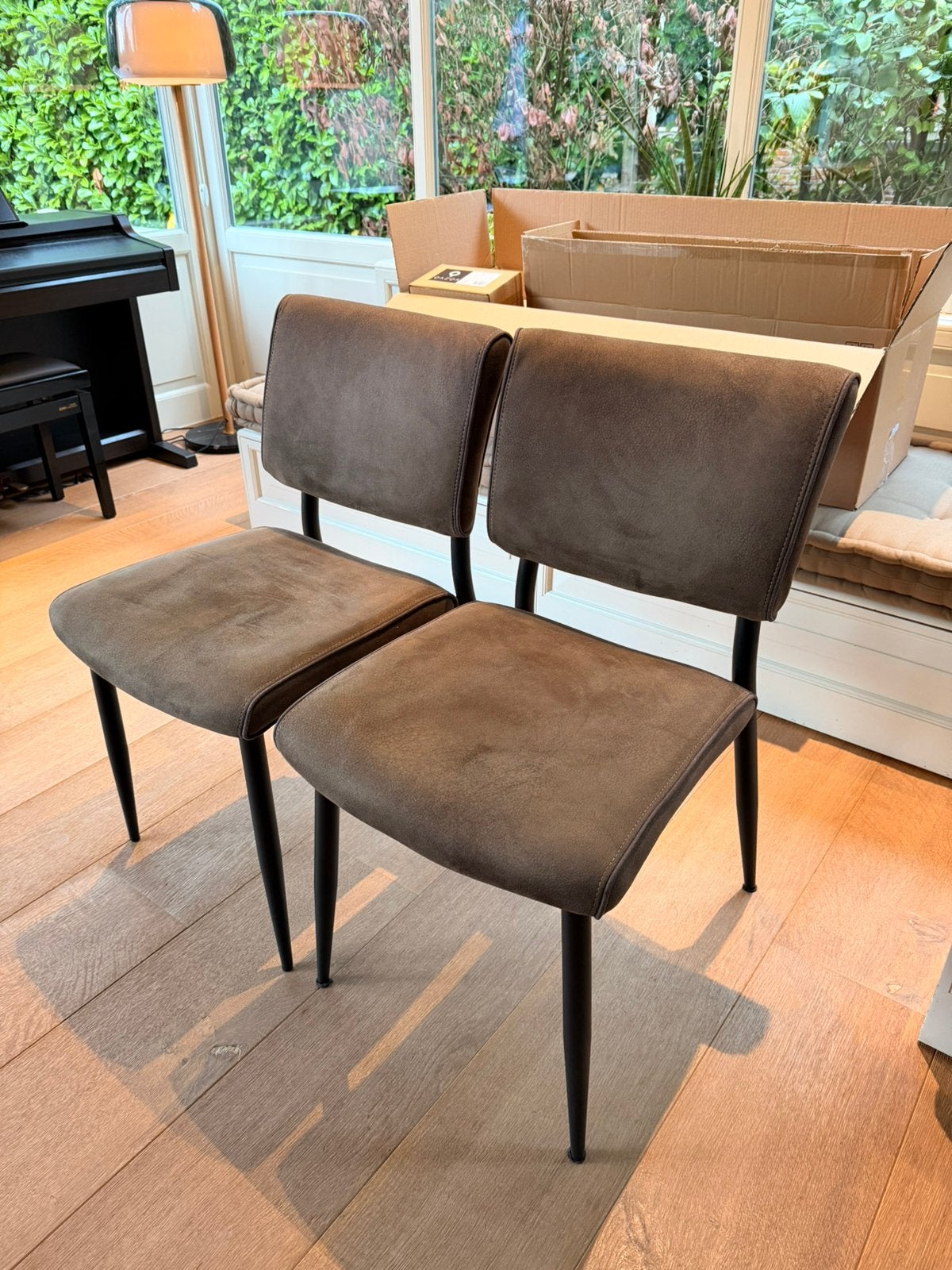 4x Eetkamerstoelen suede look, Enlèvement, Comme neuf