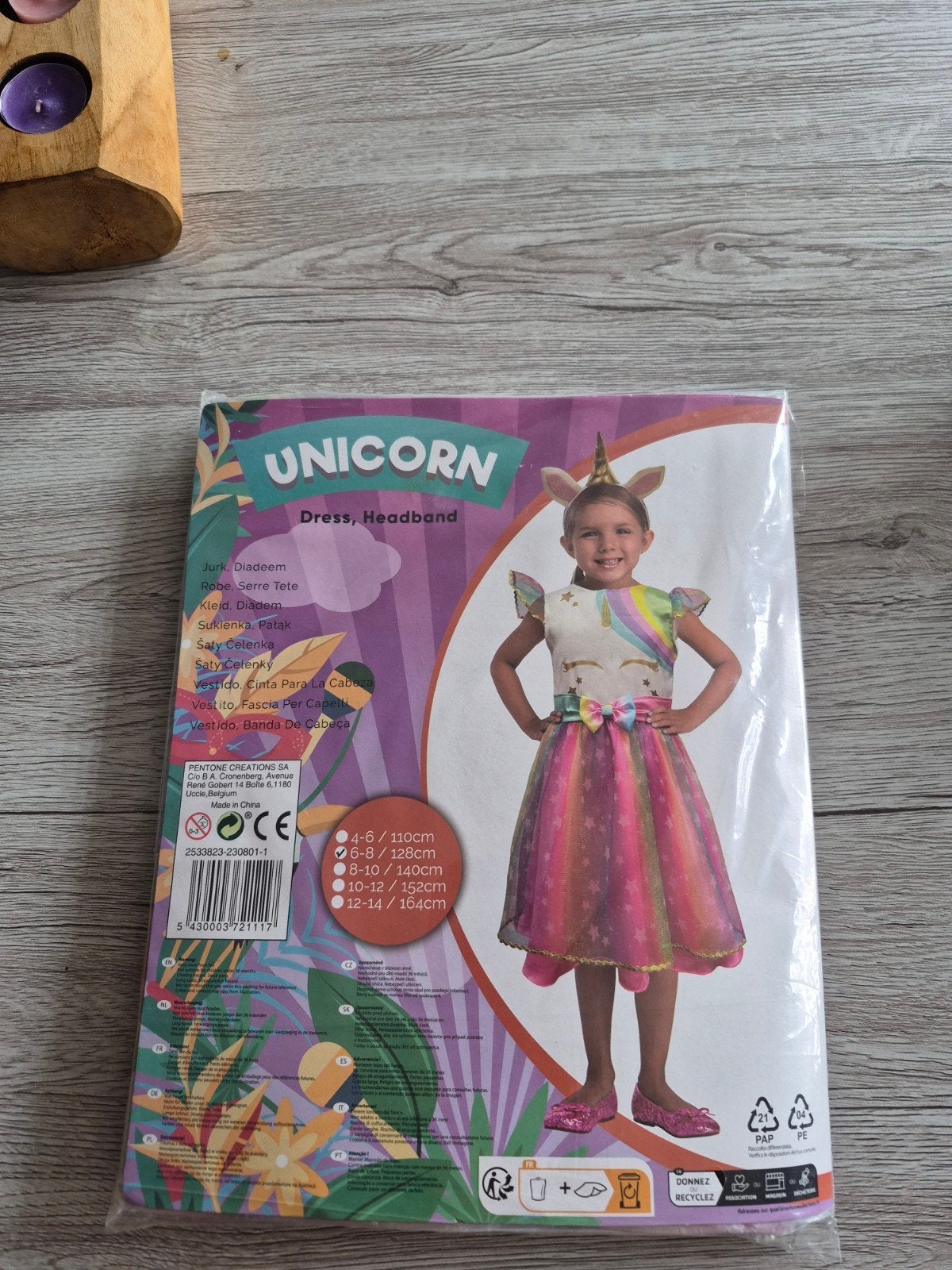 verkleedkleding unicorn maat 128 cm 6-8 jaar, Ophalen