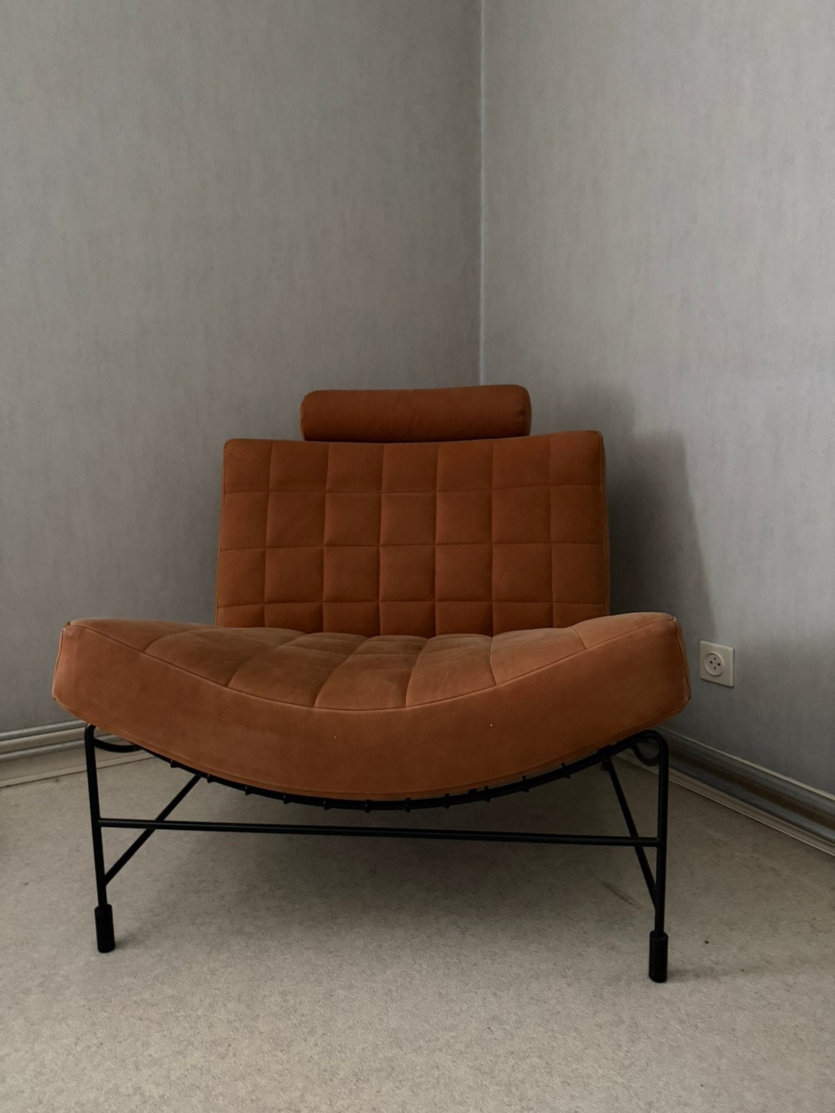 design loungefauteuil met voetenbank, Huis en Inrichting, Ophalen, Zo goed als nieuw, Eenpersoons, Leer