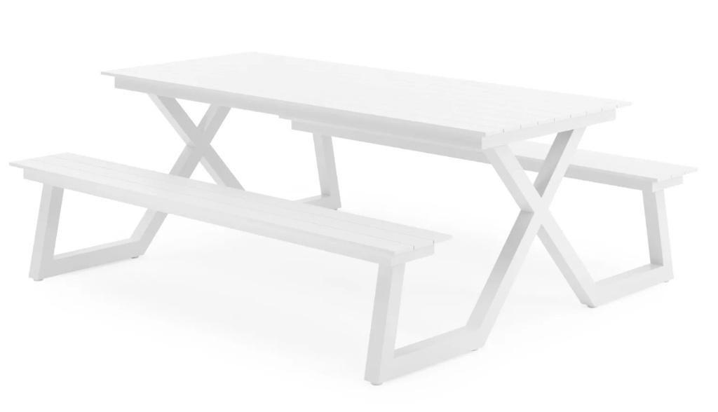 tuintafel, Mundo  in wit aluminium - L 200 x B 174 x H 75 cm, Tuin en Terras, Tuintafels, Nieuw, Rechthoekig, Aluminium, Ophalen