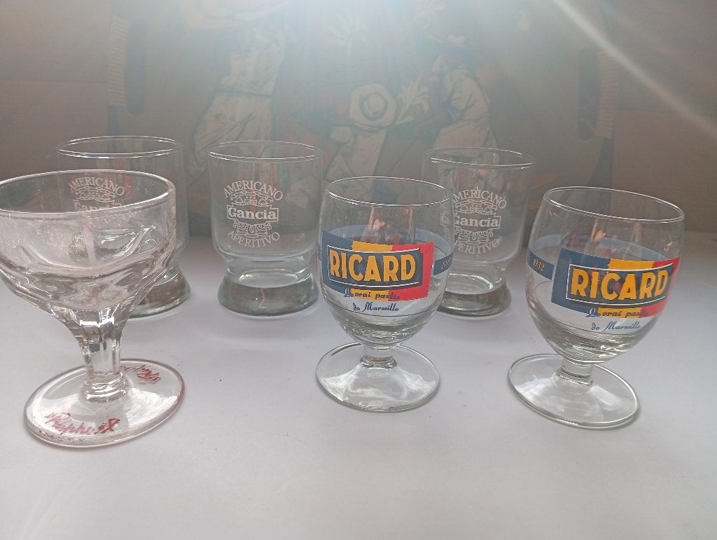 Verres apéritif Vintage Ricard, Americano Gancia, St Raphaël, Enlèvement ou Envoi