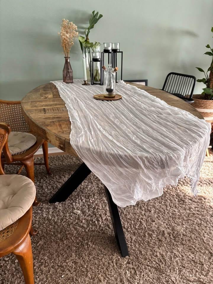Eettafel in mangohout, Huis en Inrichting, Ophalen, Gebruikt, Rustiek, 50 tot 100 cm