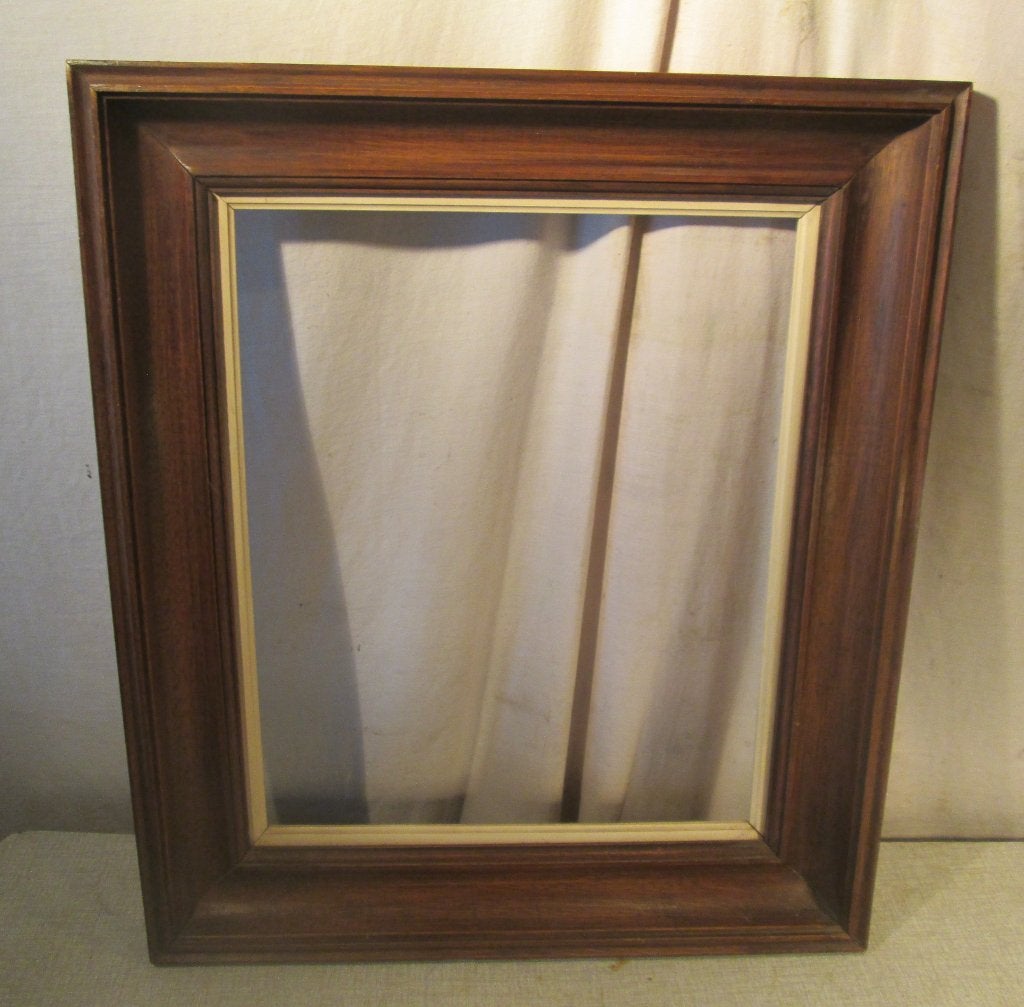 Mooie Houten Lijst met Breed Kader - 53x45 / 39x31, Schilderijlijst, Ophalen of Verzenden, Zo goed als nieuw, Met ophangsysteem