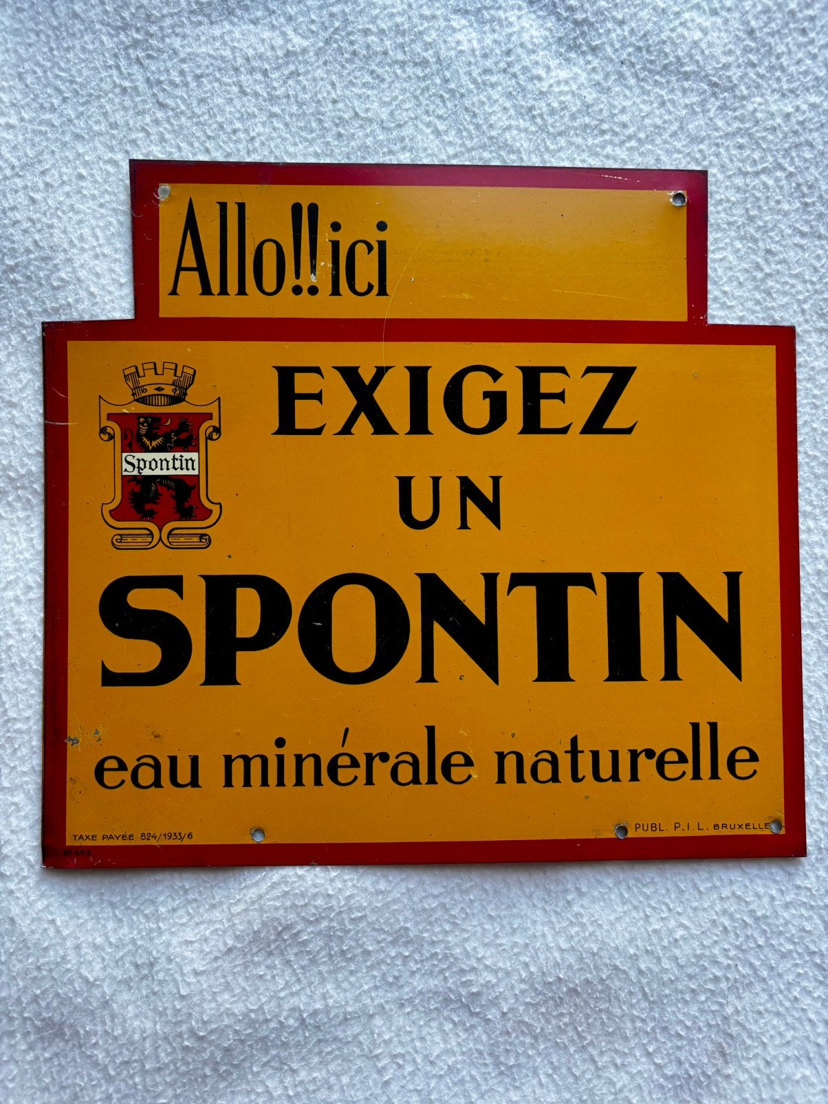 Publicité eau minérale Spontin reclame bord, Collections, Enlèvement ou Envoi, Comme neuf