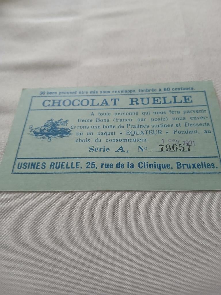 Chocolat ruelle, Enlèvement ou Envoi