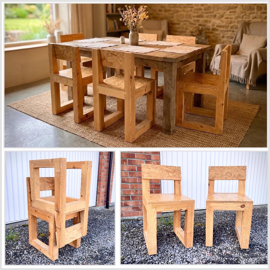 Kubusvormige houten stoelen - set van 4 stoelen, Huis en Inrichting, Stoelen, Ophalen, Overige kleuren, Zo goed als nieuw, Vier