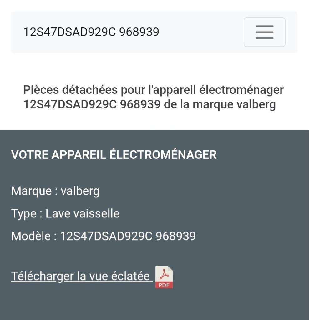 joint lave vaisselle valberg, Electroménager, Neuf, Programme éco, Moins de 10 litres, Enlèvement