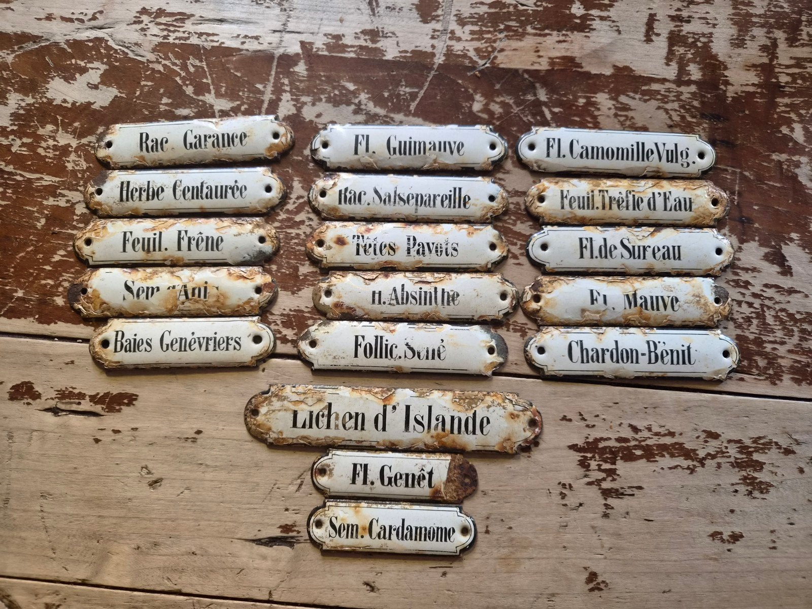 lot 18 plaques emaillees herboristerie, Enlèvement ou Envoi, Utilisé