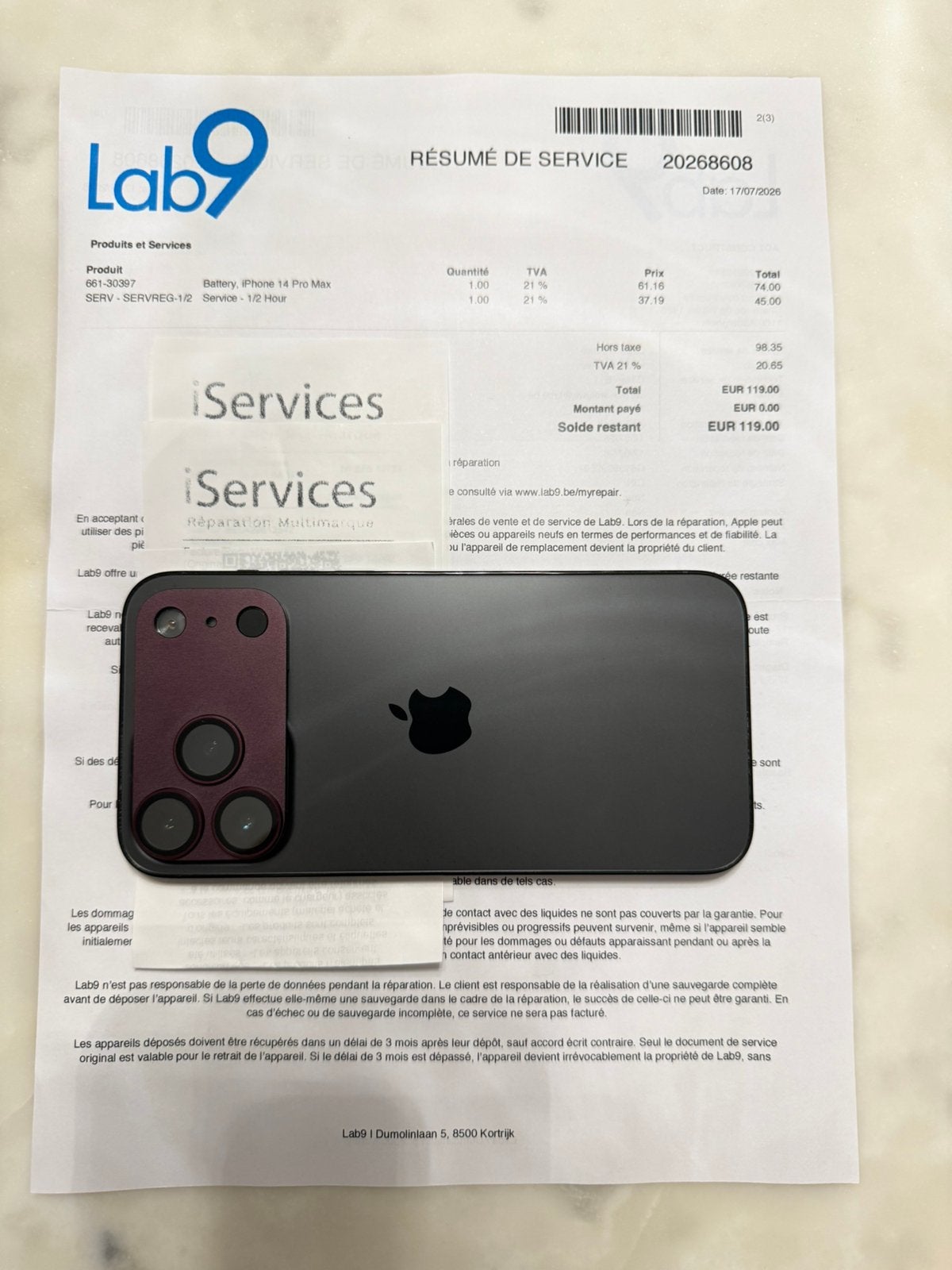 Iphone 14 pro max512GB/LOOK18/garantie mai 2028/100%BATTERIE, Ophalen, Zo goed als nieuw, 512 GB, IPhone 14