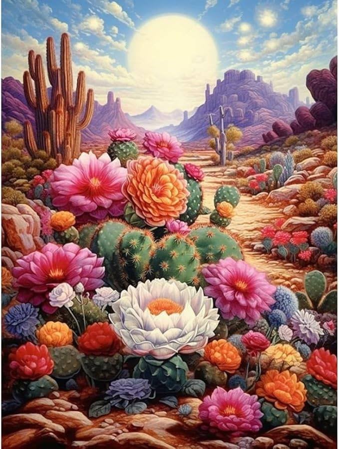50x40cm Diamond Painting bloemen landschap nr 954, Verzenden, Nieuw, Meerkleurig, Natuur en Bloemen