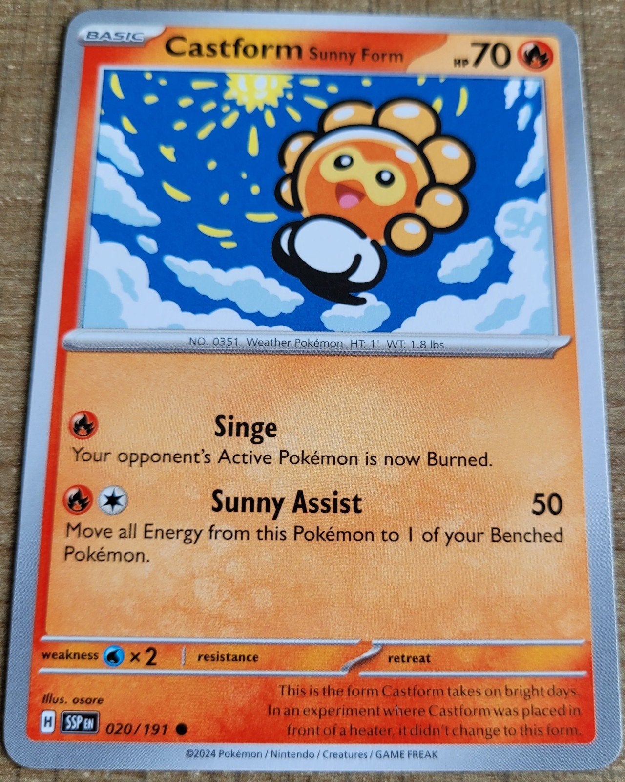 Castform (Sunny Form) (020/291), Ophalen of Verzenden, Zo goed als nieuw, Losse kaart