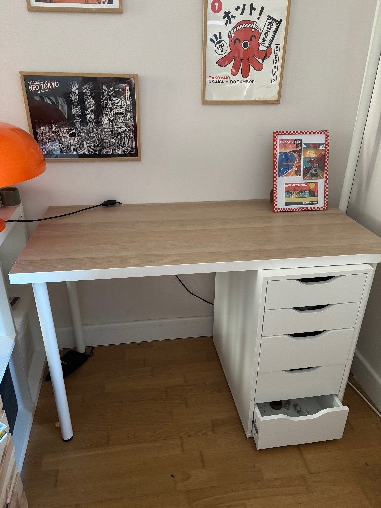 Bureau avec caisson IKEA ALEX, Ophalen, Zo goed als nieuw, IKEA, Klassiek