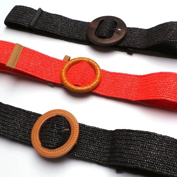 3 ceintures en raphia noir rouge style Ibiza, Enlèvement ou Envoi, Neuf, Noir, Ceinture taille