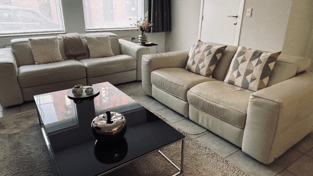 Lederen salon Natuzzi 3+2 zit - kleur  beige, Ophalen, Gebruikt, Leer, Modern