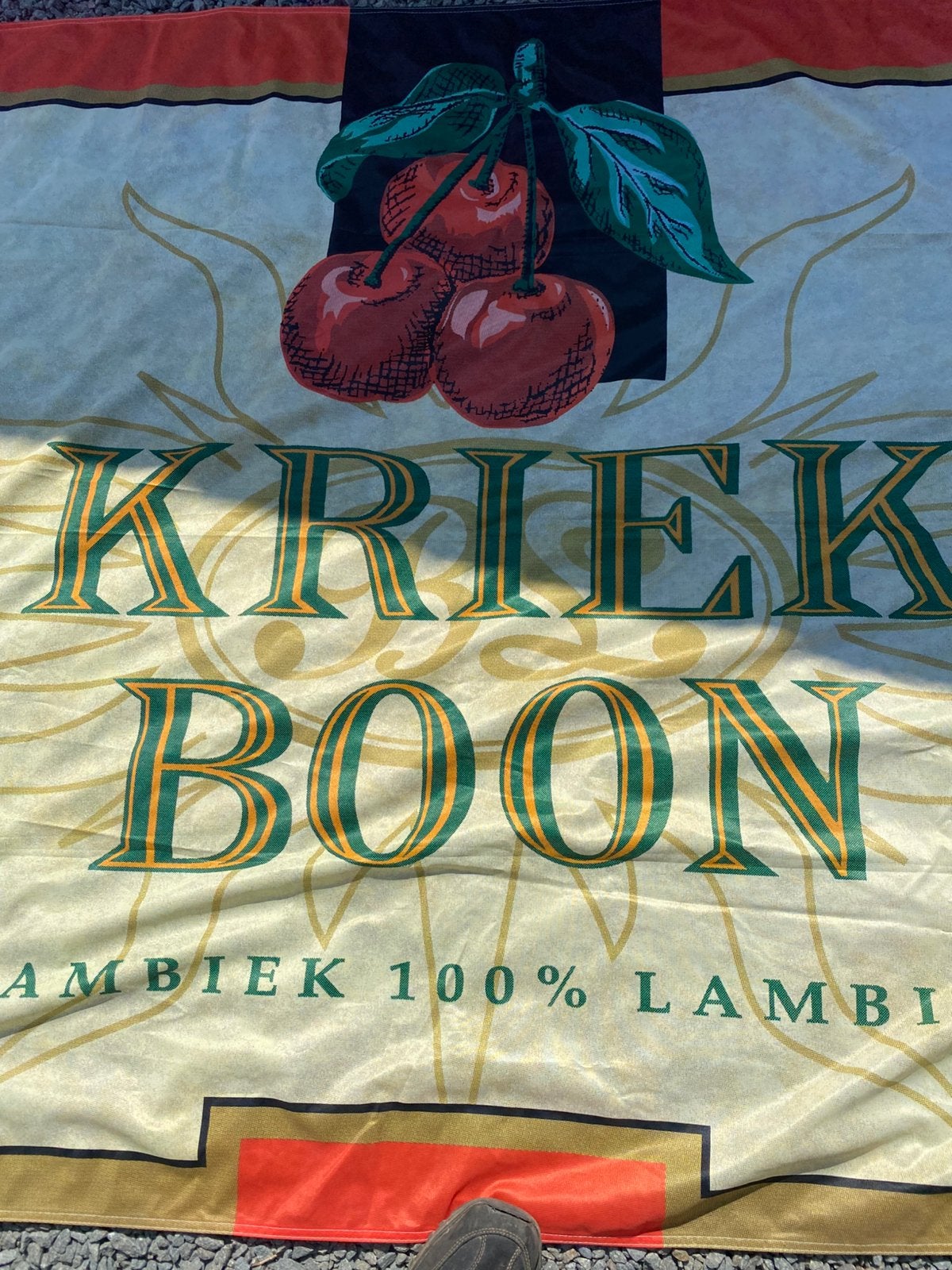 Kriek boon grote vlag, Verzamelen, Biermerken, Ophalen, Zo goed als nieuw