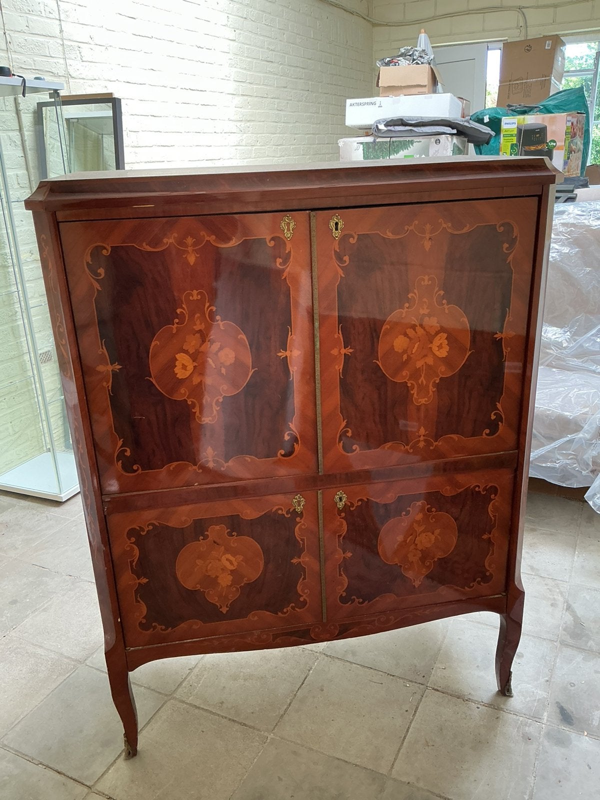 Vintage inlegkast dressoir kast, tv meubel antiek, Antiek en Kunst, Antiek | Meubels | Kasten, Ophalen