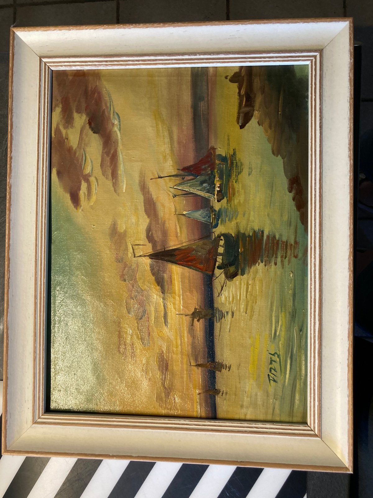 Peinture originale vintage signée par PITTS., Enlèvement