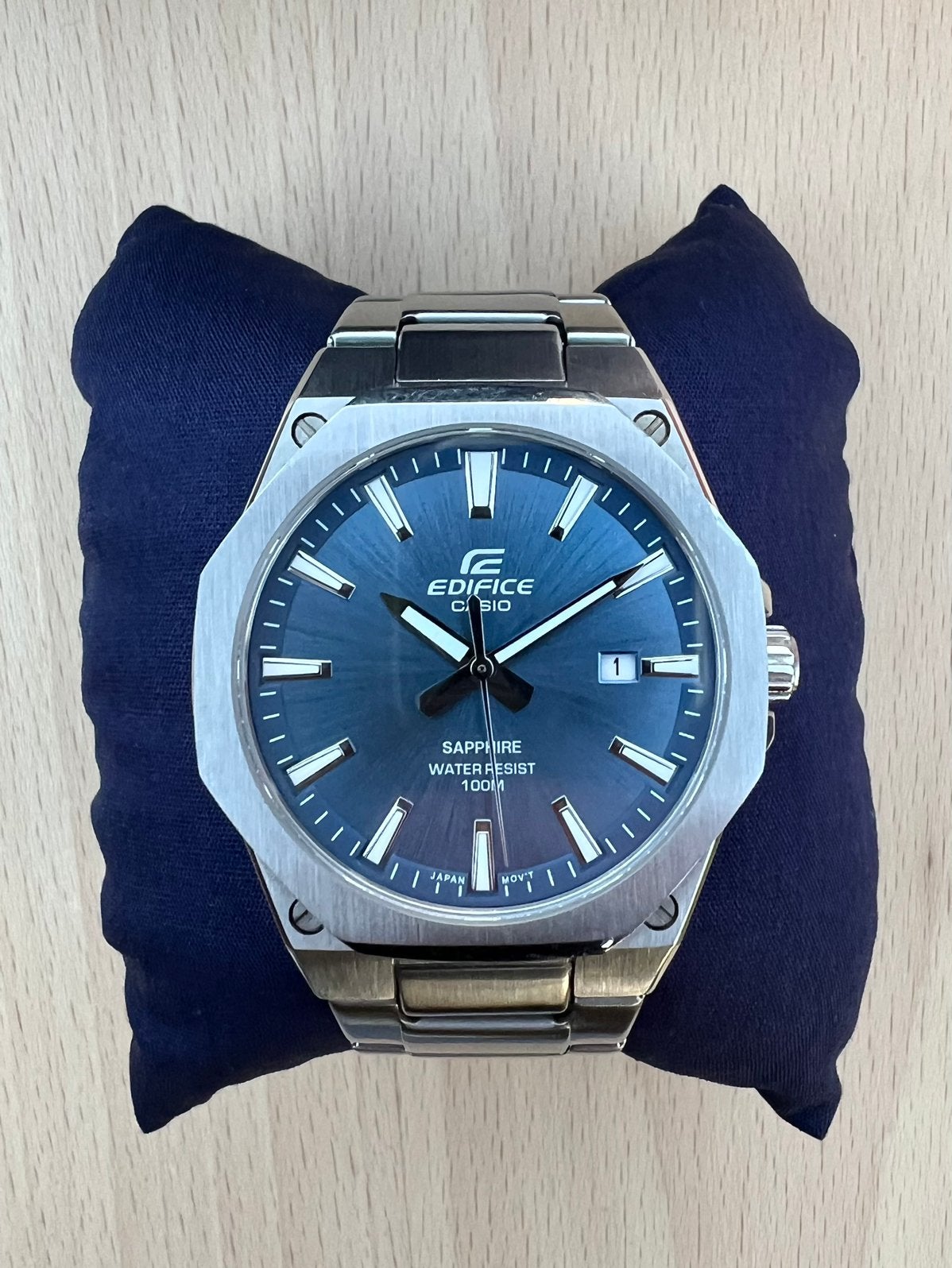 Casio Edifice EFR-S108D Blue, Handtassen en Accessoires, Horloges | Heren, Ophalen of Verzenden, Zo goed als nieuw, Casio